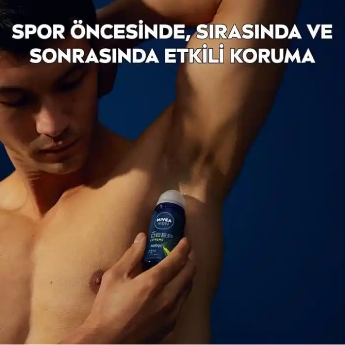 NIVEA MEN Erkek Roll-on Deodorant Deep Extreme 50ml, 72 Saat Anti-perspirant Ter Koruma, Yeni Enerji