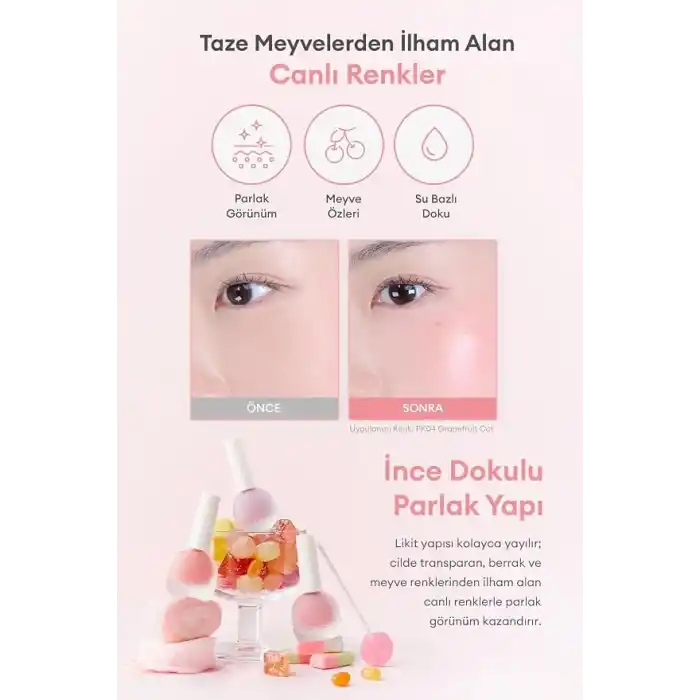 MISSHA Meyve Özlü, Nemli Ve Parlak Bitişli, Doğal Görünümlü Likit Allık Apıeu Juicy-Pang Water Blusher Pk05 Pk05