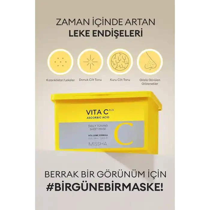 MISSHA C Vitamini İçerikli Leke Karşıtı Günlük Yaprak Maske Vita C Plus Daily Toning Mask