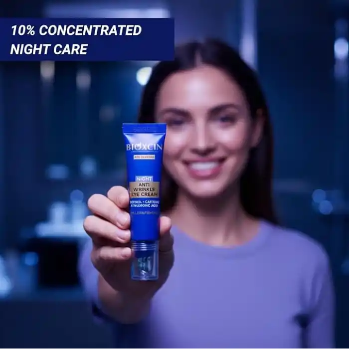 Bioxcin Age Reverse Gece Göz Kremi 15 ml – Retinol, Kolajen, Hyaluronik Asit ve Bitkisel Kompleks İçerikli – Kırışıklık Karşıtı ve Aydınlatıcı Etki