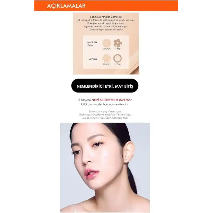 MISSHA 48 Saat Kalıcı Saten Fondöten 15ml SPF50+ Radiance Perfect Fit Cushion Foundation No.21/Fair