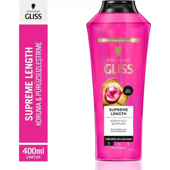 Gliss Supreme Length Şampuan 400ml 2li paket