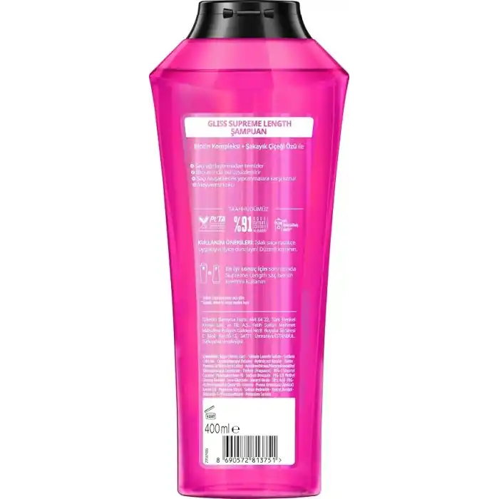 Gliss Supreme Length Şampuan 400ml 2li paket