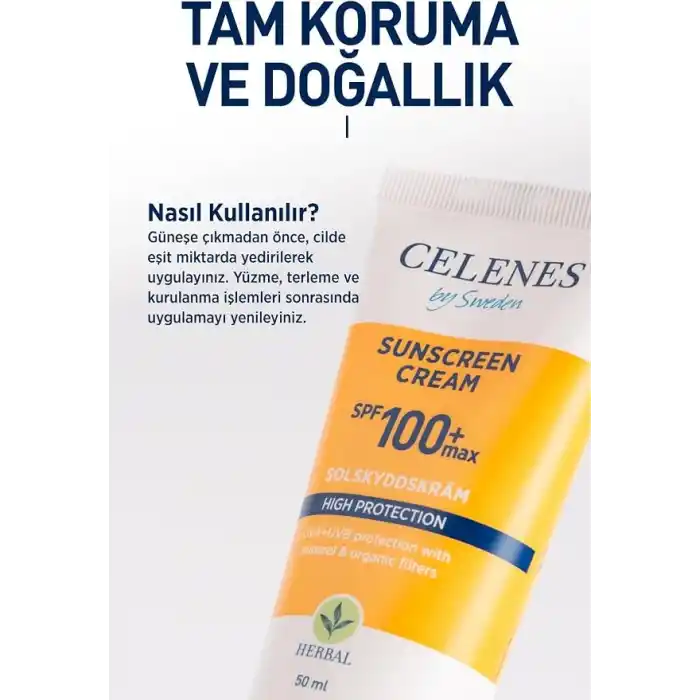Celenes Herbal SPF 100 Suya Dayanıklı Güneş Kremi (50 ml)