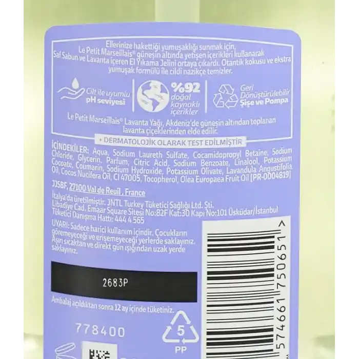 Le Petit Marseillais El Yıkama Jeli Saf Sabun ve Lavanta ile (300 ml) 4lü paket