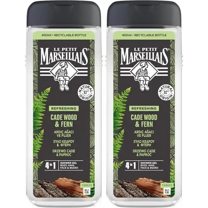 le petit marseillais duş jeli men serisi ardıç ağacı ve füjer (400 ml) (2 paketi)