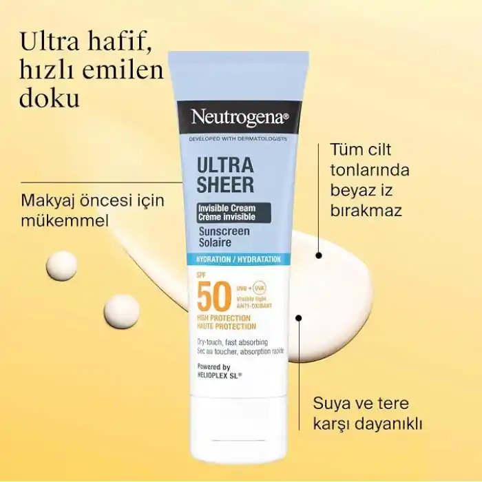 Neutrogena Ultra Sheer Hydrating Cream SPF50 Yüz Güneş Kremi 50 ml