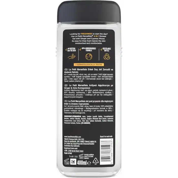 le petit marseillais duş jeli men serisi zencefil & akdeniz selvisi (400 ml)