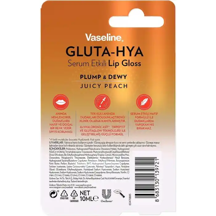 Vaseline Gluta Hya Serum Etkili Lip Gloss Juicy Peach