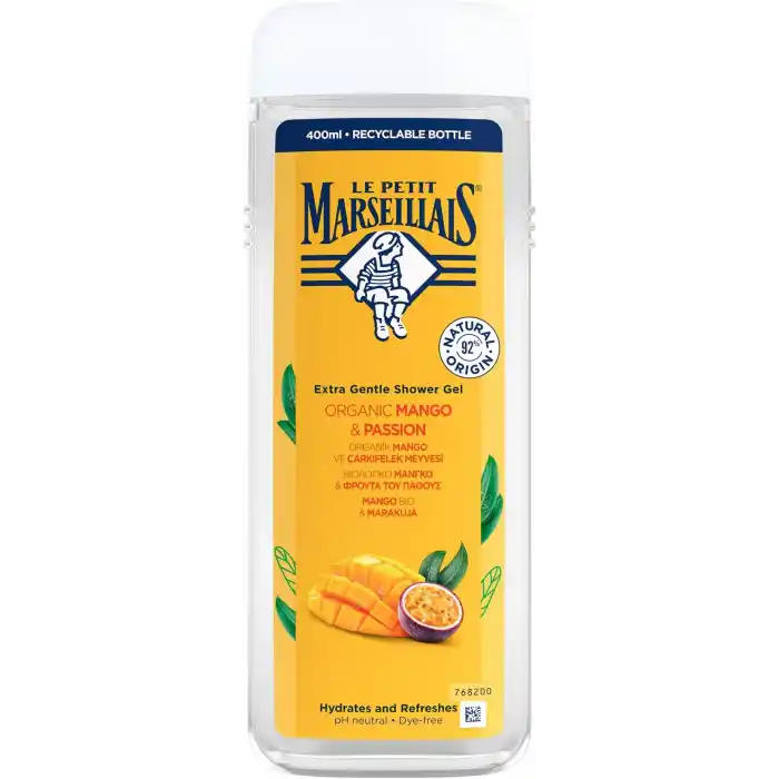 LE PETIT MARSEILLAIS, Lpm Organik Mango Ve Çarkıfelek Meyvesi 400ml Duş Jeli, Beyaz Ve Sarı
