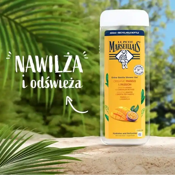 LE PETIT MARSEILLAIS, Lpm Organik Mango Ve Çarkıfelek Meyvesi 400ml Duş Jeli, Beyaz Ve Sarı