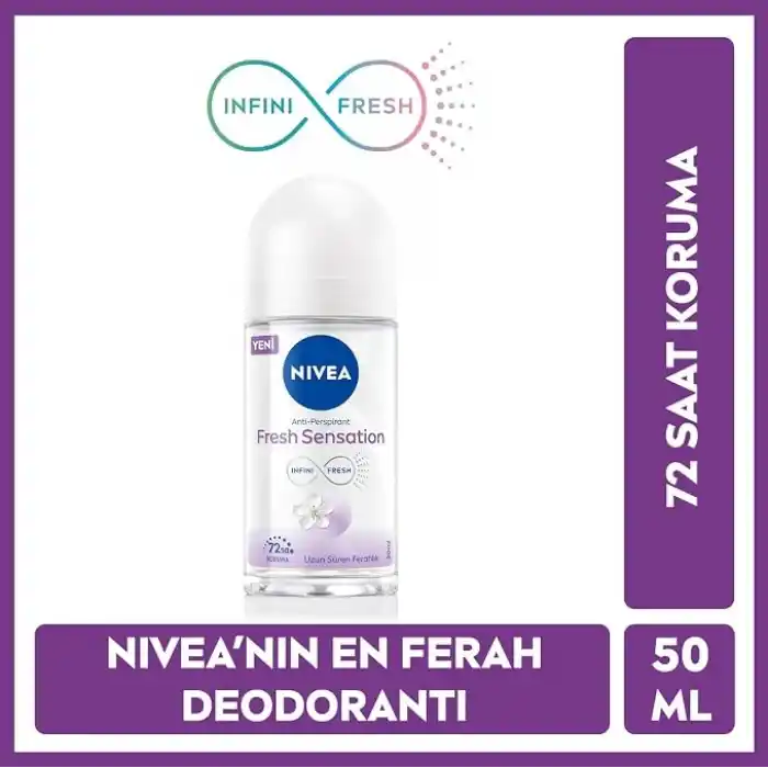 NIVEA Fresh Sensation Kadın Roll On Deodorant 50 ml,72 Saat Anti-Perspirant Koruma