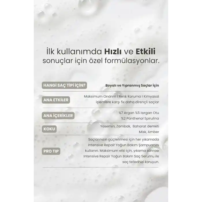 Intensive Repair Onarıcı Şampuan 70 ml | Boyalı & Yıpranmış Saçlar Seyahat Boy