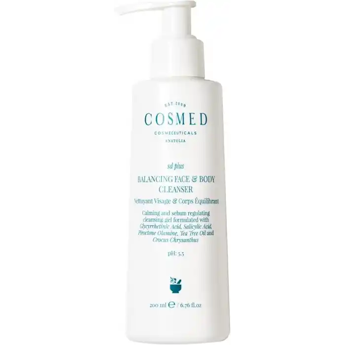 Cosmed Yağlı Ciltler İçin Pullanma Karşıtı Yüz ve Vücut Temizleyicisi 200 ml
