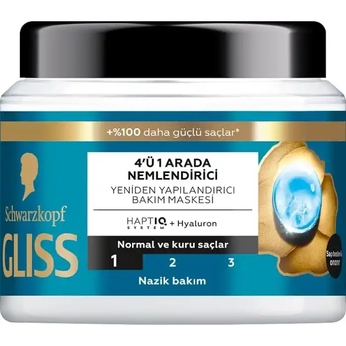 Gliss Aqua Revive Nemlendirici 4Ü 1 Arada Bakım Maskesi 400 ml, Normal Ve Kuru Saçlar