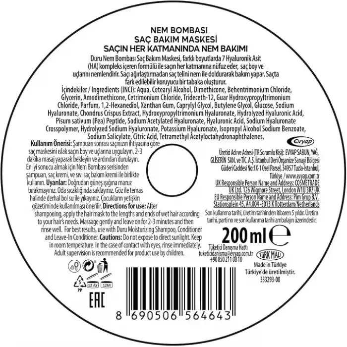 Duru Yoğun Onarım ve Nemlendirici Saç Maskesi, 200 Ml