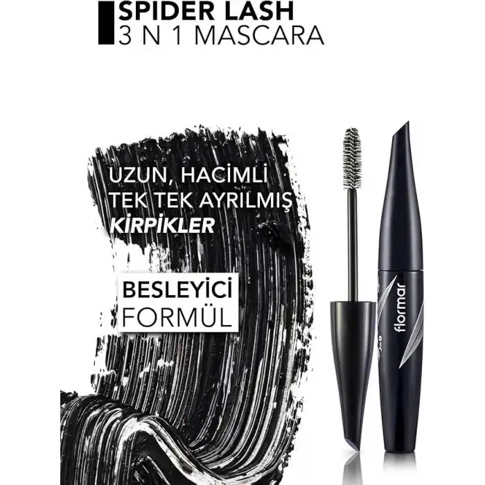 Flormar Hacim Veren 3 Etki 1 Arada Maskara (Siyah) - Spider Lash Mascara - 003-8690604110667