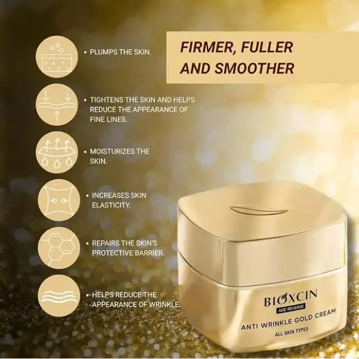 Bioxcin Age Reverse Kırışıklık Karşıtı Altın Krem 50 ml – 24K Altın, İpek Proteini, Pantenol ve Zeytinyağı İçerikli – Cilt Sıkılaştırıcı ve Nemlendirici