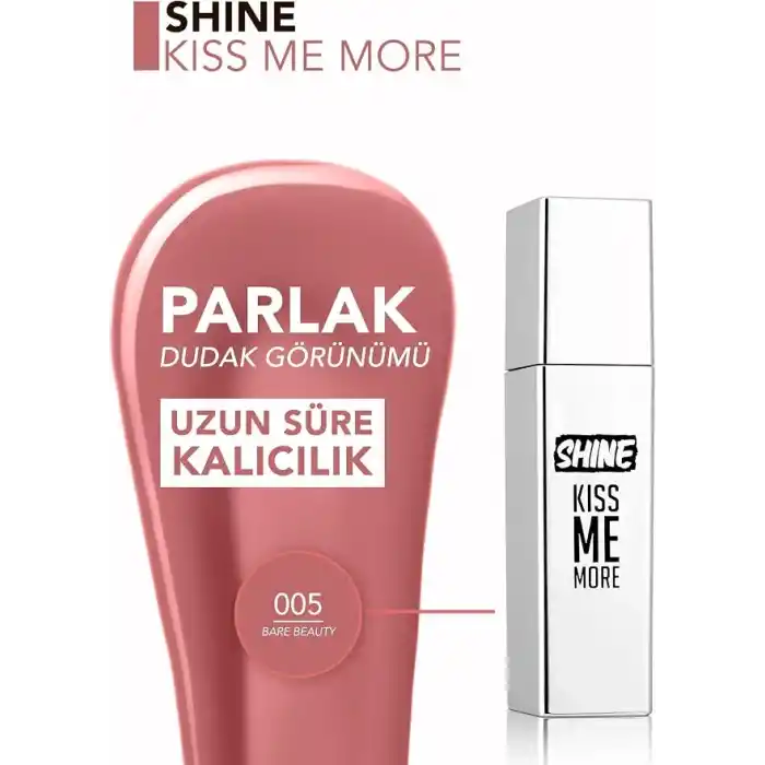 Flormar Kalıcı Parlak Likit Ruj (AÇIK GÜL KURUSU) - Shine Kiss Me More Lls - 005 Bare Beauty - 8682536083751