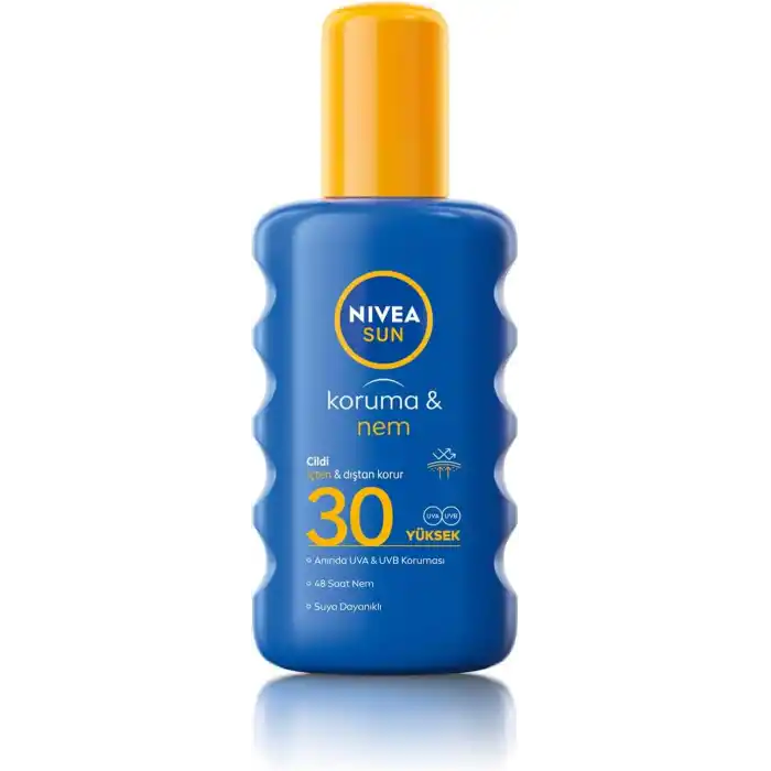 NIVEA SUN SPF30 Güneş Koruyucu ve Nemlendirici Vücut Spreyi 200ml, UVA UVB Koruması, Suya Dayanıklı