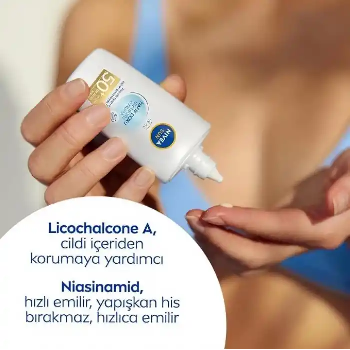 NIVEA SUN SPF50+ Hafif Dokulu Güneş Koruyucu Yüz Kremi 40ml, Yüksek Güneş Koruyucu, Erken Yaşlanma Karşıtı, Tüm Cilt Tipleri