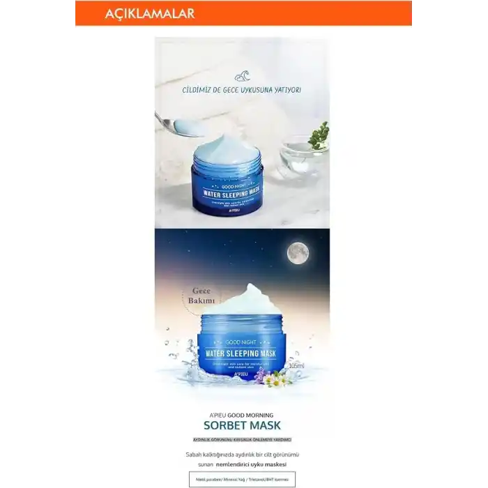 APIEU Nemlendirici Uyku Maskesi Apıeu Good Night Water Sleeping Mask
