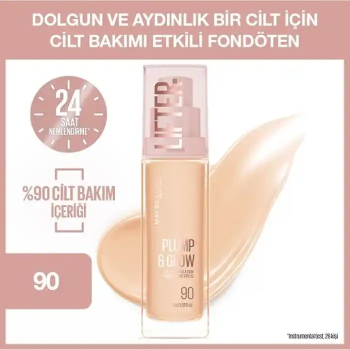 Maybelline New York Lifter Niasinamid ve Hyalüronik Asit İçeren Aydınlatan Fondöten - 90