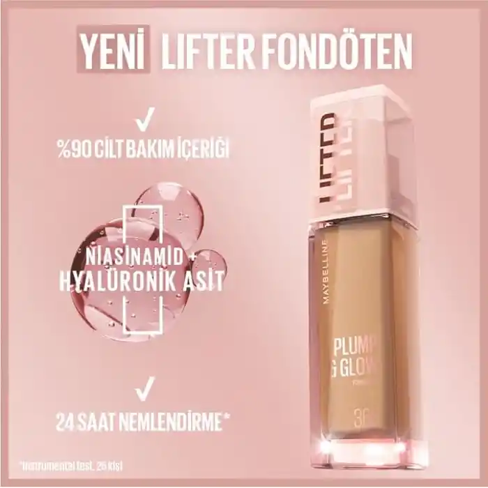 Maybelline New York Lifter Niasinamid ve Hyalüronik Asit İçeren Aydınlatan Fondöten - 90