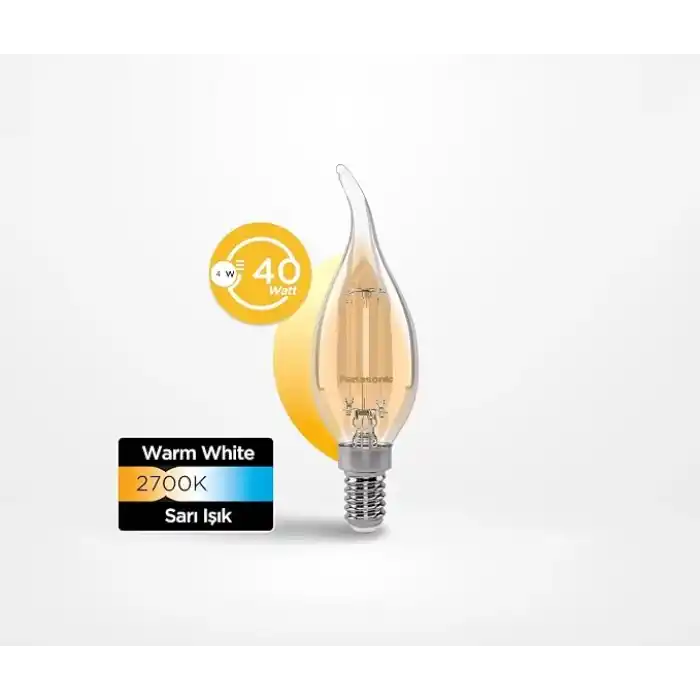 Panasonic Filament Ampul E14 FLAME (Mum Tipi) 4W 470LM 2700K Sarı Işık