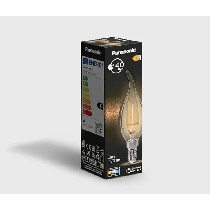 Panasonic Filament Ampul E14 FLAME (Mum Tipi) 4W 470LM 2700K Sarı Işık