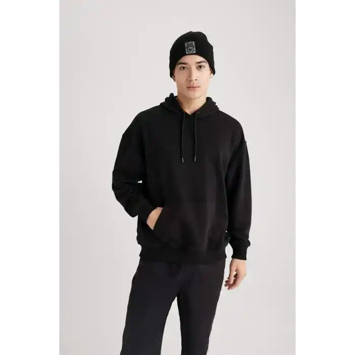 DeFacto Oversıze Kapüşonlu Sweatshirt B7849AXNS Erkek