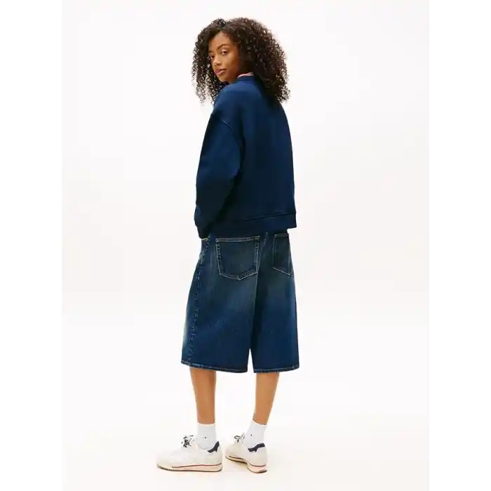 Tommy Jeans Bisiklet Yaka Düz Lacivert Kadın Sweatshırt BXY BADGE CREW EXT
