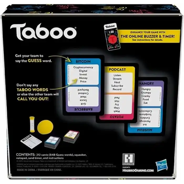 Taboo Tabu Kutu Oyunu | Yetişkinler ve Gençler İçin Kelime Tahmin Parti Oyunu | 13 Yaş ve Üzeri | 4+ Oyuncu | Oyun Geceleri İçin Eğlenceli Parti Oyunu | Kelime Oyunu