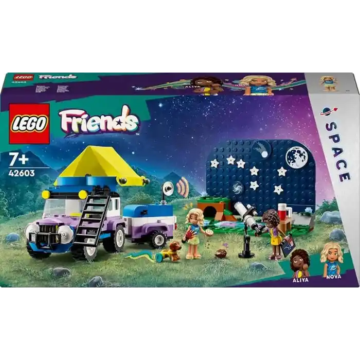LEGO Yıldız Gözlemleme Kamp Aracı 42603-7 Yaş ve Üzeri Kız ve Erkek Çocuklar için Nova ve Aliya Mini Bebekleri ile Köpek ve Kirpi Hayvan Figürleri İçeren 4x4 Araba Oyuncağı, Hediye Fikri (364 Parça)