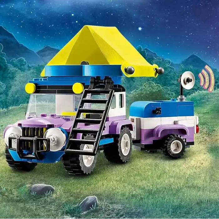LEGO Yıldız Gözlemleme Kamp Aracı 42603-7 Yaş ve Üzeri Kız ve Erkek Çocuklar için Nova ve Aliya Mini Bebekleri ile Köpek ve Kirpi Hayvan Figürleri İçeren 4x4 Araba Oyuncağı, Hediye Fikri (364 Parça)