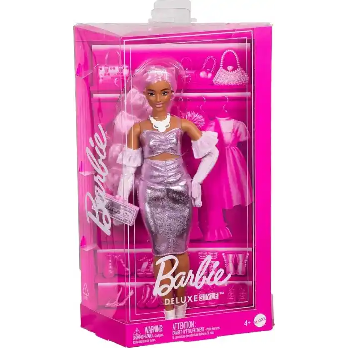 BARBIE STİL İKONU™ Bebek - Pembe Saçlı Klasik Barbie tarzındaki parlak pembe elbisesi ve kadife eldivenleriyle pembe saçlı Barbie Stil İkonu bebek (1) HYV25