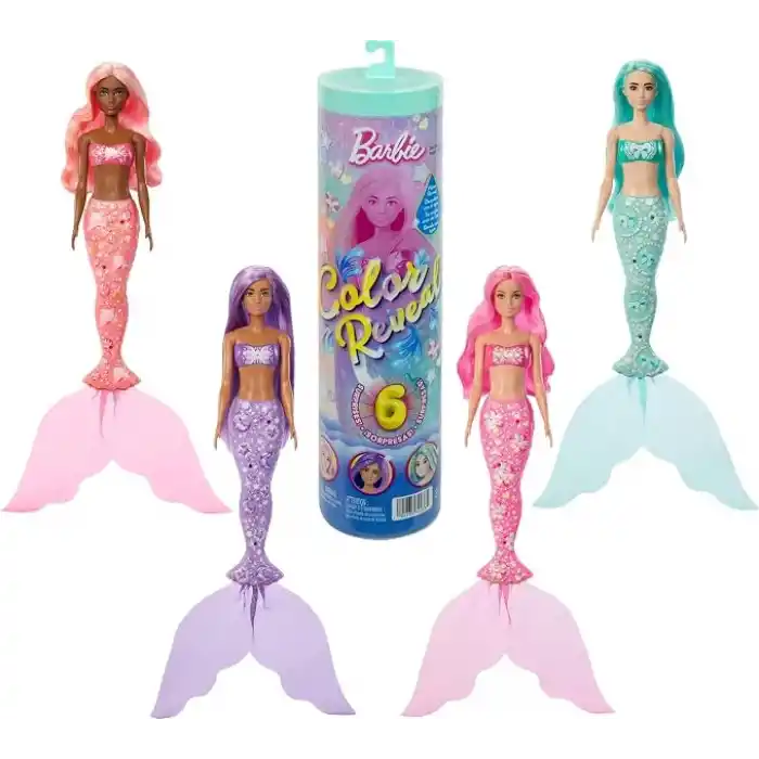 Barbie Color Reveal bebek ve aksesuarlar, Renk değişimi dahil 6 sürprizi ve balondan mini hayvan figürüyle, Balondan Hayvan Figürleri serisi (Stiller çeşitlilik gösterebilir), JFV58