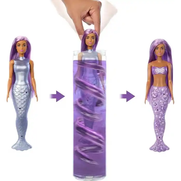 Barbie Color Reveal bebek ve aksesuarlar, Renk değişimi dahil 6 sürprizi ve balondan mini hayvan figürüyle, Balondan Hayvan Figürleri serisi (Stiller çeşitlilik gösterebilir), JFV58