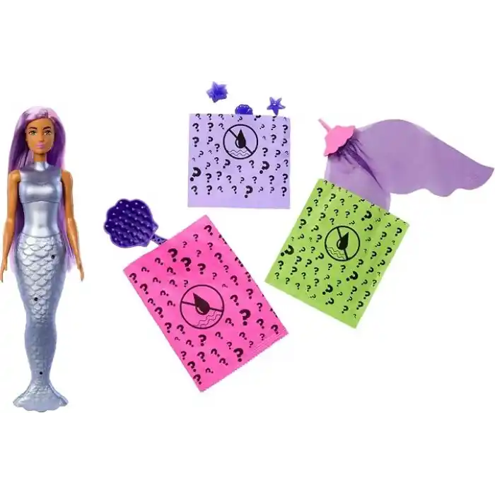 Barbie Color Reveal bebek ve aksesuarlar, Renk değişimi dahil 6 sürprizi ve balondan mini hayvan figürüyle, Balondan Hayvan Figürleri serisi (Stiller çeşitlilik gösterebilir), JFV58