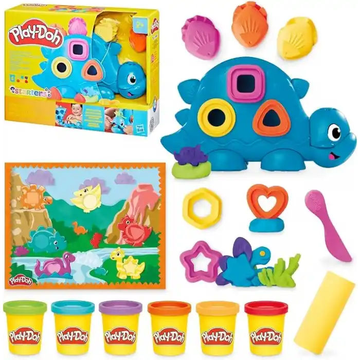 Play-Doh Şekiller ve Renkler Dino Başlangıç Seti | 2 Yaş ve Üzeri Çocuklar İçin Dokunsal ve Duyusal Oyun Seti | Dinozor Oyuncağı | 11 Aksesuar Dahil | Sanat ve El İşi Etkinlikleri