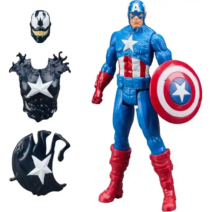 Marvel Avengers VenomVersus Titan Hero Serisi Venom Etkili Captain America ve Venom Etkili Hulk Aksiyon Figürü 2’li Paket, 30 cm Süper Kahraman Oyuncakları, 4 Yaş ve Üzeri