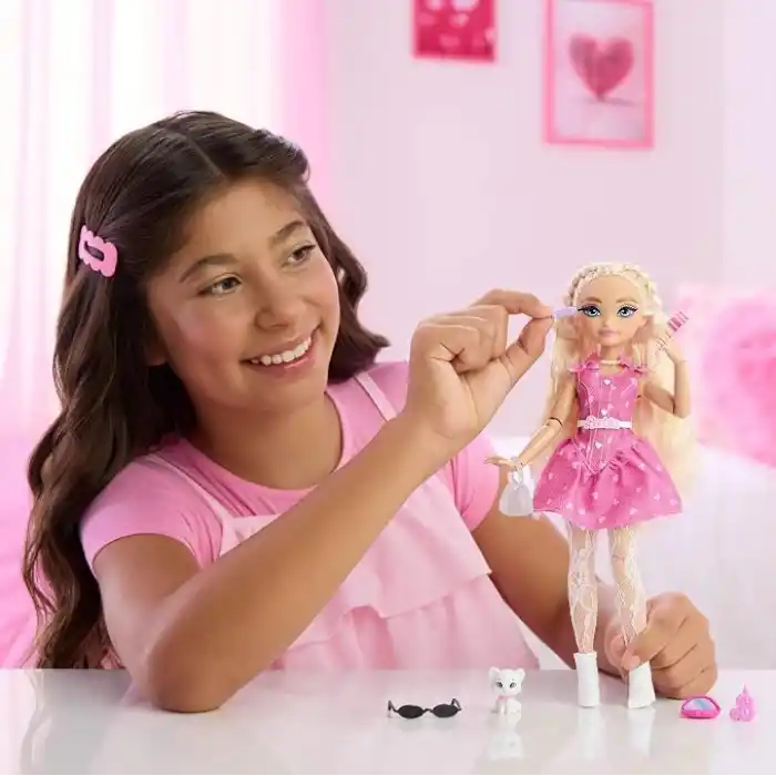 Sarı saçlı ve eklemleri bükülebilen Barbie Dream Besties Malibu bebek ve aksesuarları, makyaj temalı oyuncaklar, JKP50