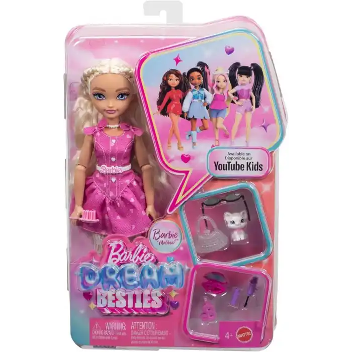 Sarı saçlı ve eklemleri bükülebilen Barbie Dream Besties Malibu bebek ve aksesuarları, makyaj temalı oyuncaklar, JKP50