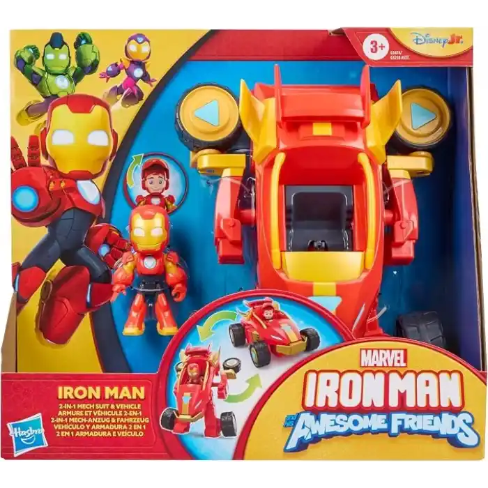 Marvel Iron Man ve Muhteşem Arkadaşları 2si 1 Arada Mekanik Zırh ve Araç, Aksiyon Figürü ve Oyuncak Araç Seti