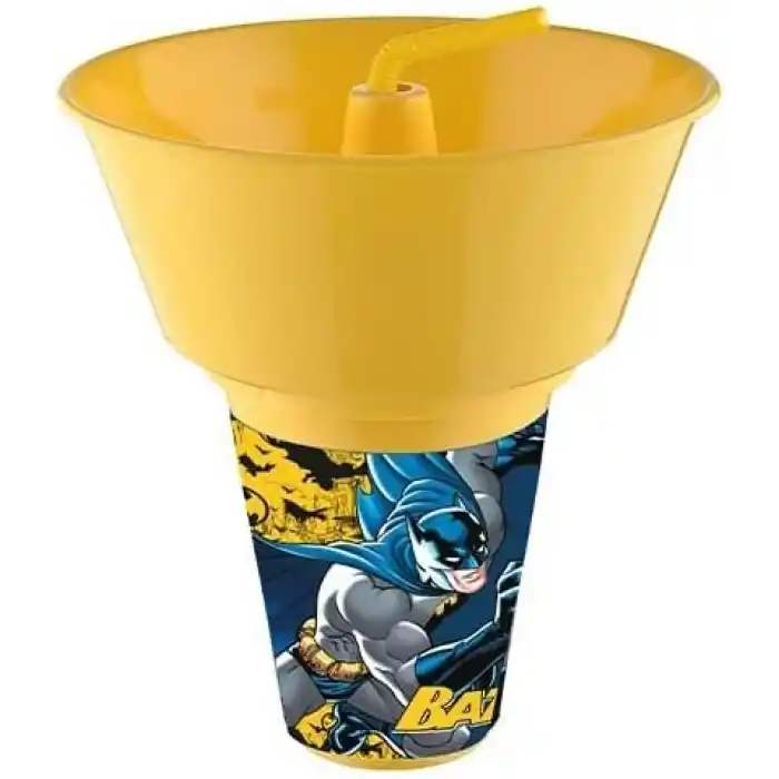 Batman Lisanslı Cips ve Mısır Kovalı Pipetli Bardak