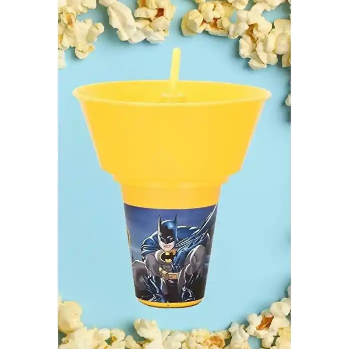 Batman Lisanslı Cips ve Mısır Kovalı Pipetli Bardak
