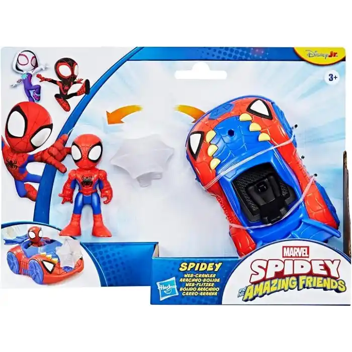 Marvel Spidey and His Amazing Friends Spidey Web Crawler Aksiyon Figürü ve Oyuncak Araba