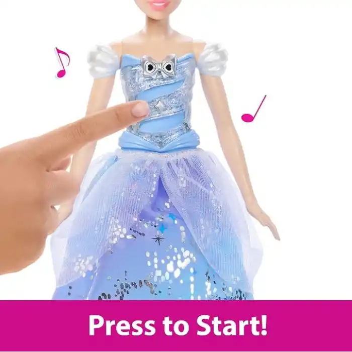 Mattel Disney Prensesi Cinderella Sihirli değnek sallandığında ışıkları yanan ve sesler çıkaran elbisesi ile, filmden ilham alan Balo Elbiseli Cinderella, JBF94