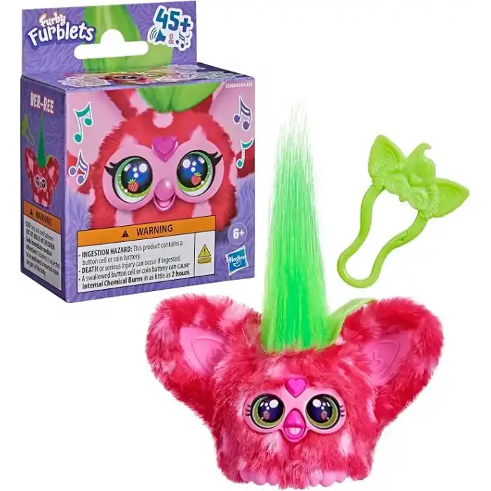 Furby Furblets Ber-Ree Mini Pelüş, Çilek Teması, Kırmızı, Müzik ve Sesler, 6 Yaş ve Üzeri için Oyuncak Yiyecekler