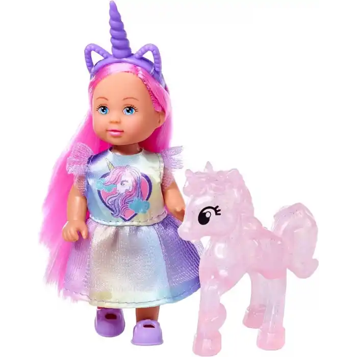 Simba, 105733728, Evi Love Unicorn Arkadaşım, Unicorn Figürü ve Özel Küçük Ahır, Çeşitli Aksesuarlar, Saç Bantlı Tatlı Bir Unicorn Elbisesi İle Birlikte, 12cm